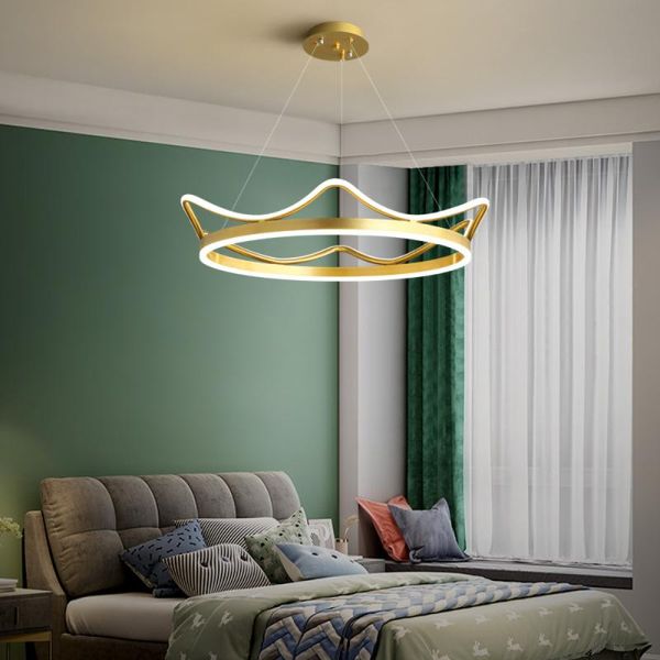 

living room chandelier simple modern creative led crown light luxury net red nordic girl children's bedroom pendant lamps