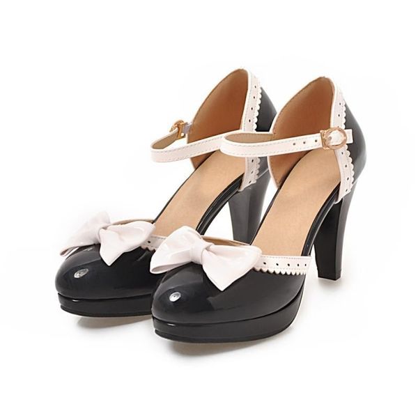 

dress shoes 2021 women pumps black high heels 9cm lady patent leather thick heel autumn single female sandals big 33-43 woman