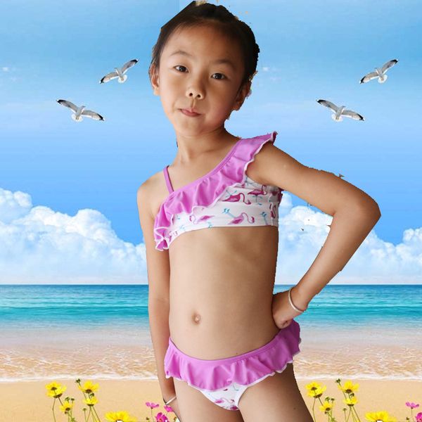 

flamingo lovely girls children bikini princess swimsuit suit, White;black