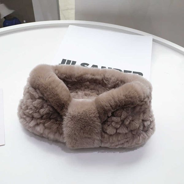 

new really rabbit fur collar female winter stretch mesh bib headband women children scarf wild leather grass plush headgear h0923, Silver