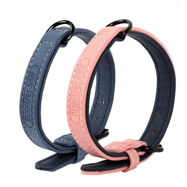 

dog collars & leashes s-xl pet pu adjustable fashion belt for small medium large big dogs puppy classic solid pets accessories collar pink