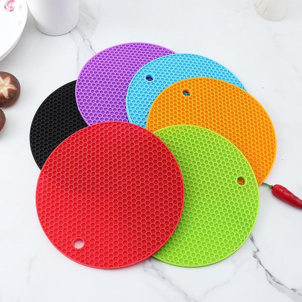 

mats & pads round heat resistant silicone mat drink cup coasters non-slip pot holder table placemat kitchen accessories onderzetters