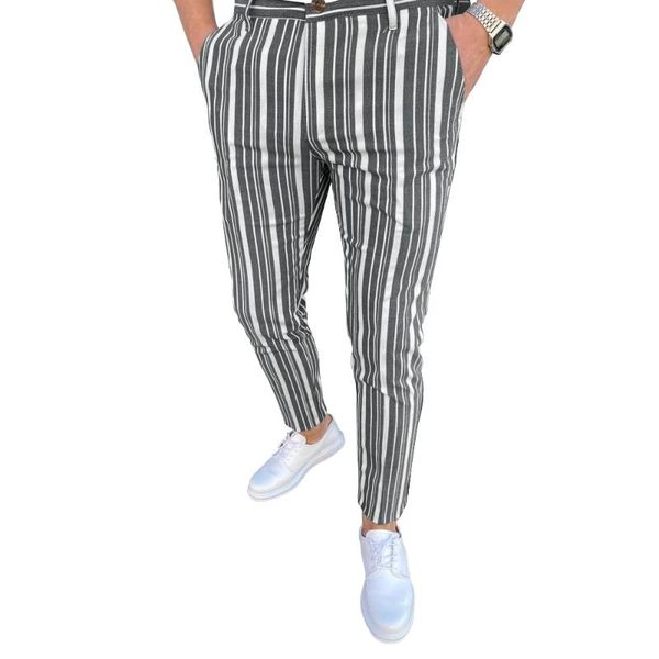 

men's pants fashion tapered stripe color matching slim casual slooking at my dick sweatpants street wear, Black