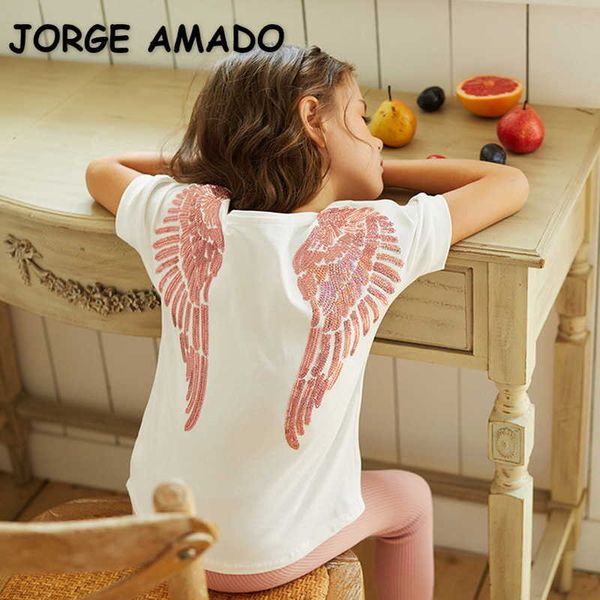 

summer family matching sets t-shirts angel wings mother daughter son clothes e666 210610, Blue