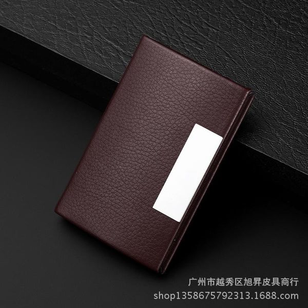 

card holders business holder case metal pu leather bank coin purse, Brown;gray