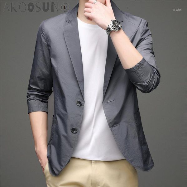 

men's suits & blazers casual blazer men spring and summer light loose single-layer breathable small suit jacket trendy sun protection c, White;black