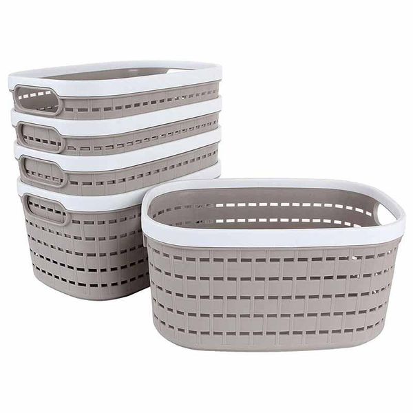 

storage baskets 5pc basket, portable plastic oval kitchen refrigerator basket bathroom deskboxes for