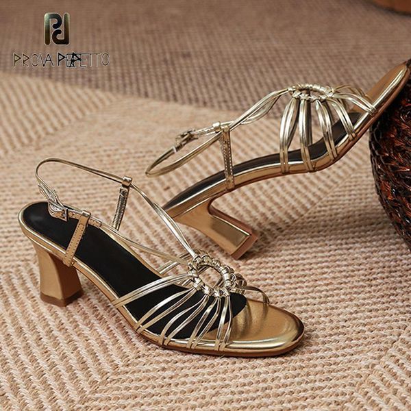 

dress shoes buckle thick heel open toe roman sandals 2021 summer french noble retro golden high women, Black