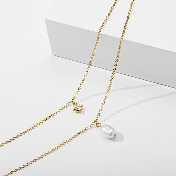 

chains fashion irregular simulated pearl pendant choker necklace jewelry for women rhinestone gold color chain female vintage necklaces, Silver