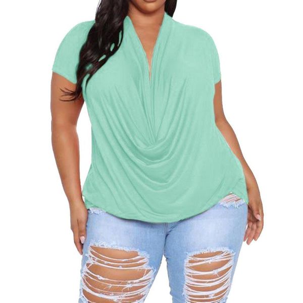 

women's blouses & shirts 4xl 5xl plus size blouse african women fat large solid deep v neck loose fashion elegant work office cloth 20, White