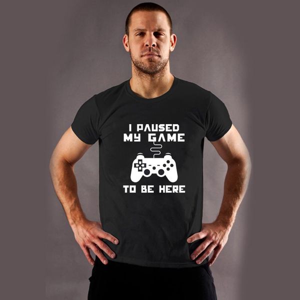 

men's t-shirts i paused my game to be here t shirt humor joke men t-shirt video tees cotton soft letter print casual, White;black