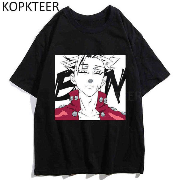 I sette peccati capitali Anime T-shirt Ban Diane Stampa Harajuku Vintage Divertente Cartoon Graphic T-shirt Streetwear Cotton Top Tee Y220208