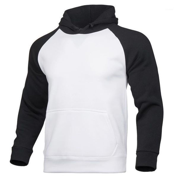 

spring and autumn solid color men's casual hooded sweatshirt stitching hoodie hoodies & sweatshirts, Black