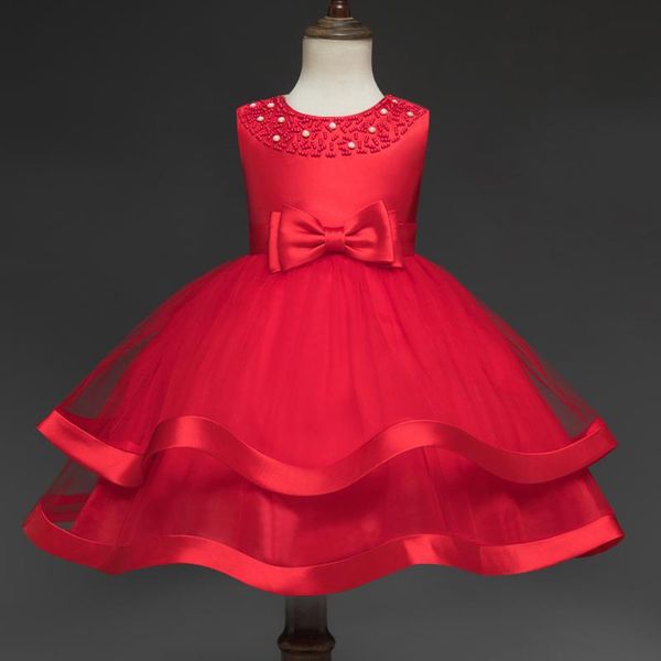 

girl's dresses sleeveless princess dress flower girl evening costume 3-7 years, Red;yellow