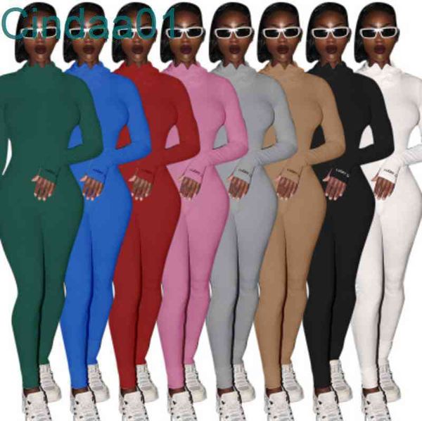 

women jumpsuits designer slim solid colour embroidery letters zipper long sleeve onesies rompers high collar fit bodysuit pants xs-xxl, Black;white