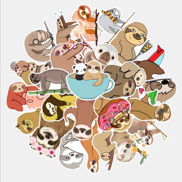 

50 pcs lazy animal on the tree graffiti waterproof skateboard travel suitcase phone lapluggage stickers cute kids girl toys