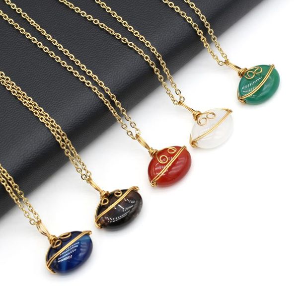 

pendant necklaces natural white red green agate mixed colors necklace accessory for women girls jewelry gifts length 40cm size 21x22mm, Silver