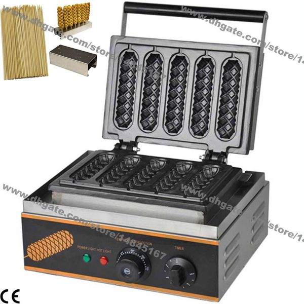 3 1 Ticari Yapışmaz 110 V 220 V Elektrikli Fransız Sosisli Sosisli Stick Waffle Maker Baker Makinesi W / Tutucu Sopa