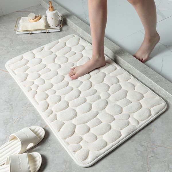 Tappetini da bagno Addensare Rimbalzo Tappetino da bagno Memory Foam Tappeti per WC Vasca da bagno antiscivolo Lavabo laterale Tappeti da pavimento Goffratura Pietre Stampa