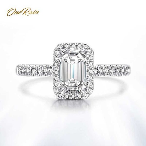

onerain classic 100% 925 sterling silver created moissanite diamonds crystal gemstone engagement wedding rings jewelry whole, Golden;silver