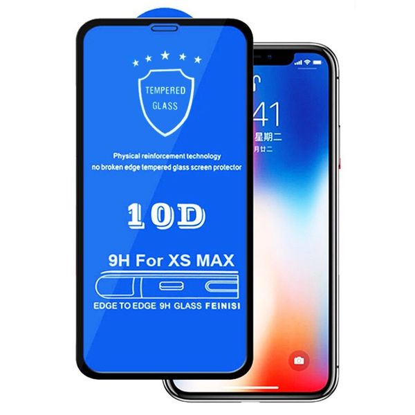 100PCS 10D Full Cover Screen Protector 9H Vetro temperato Fibra di carbonio per iPhone 15 14 13 12 Pro Mini 11 X xr 6 6s 7 8 Plus Xs Max