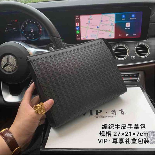 

handbag 2021 fashion woven men's business simple hand large capacity zipper clip korean, Black;red