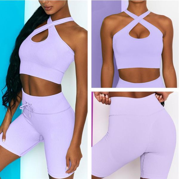 

yoga outfit seamless set high waist gym running fitness suit workout clothing for women sportwear crop bra bike shorts