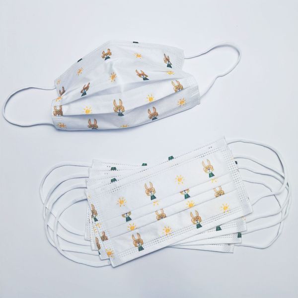 

custom logo 3d cartoon small rabbit disposable bag independently packaged children's mask