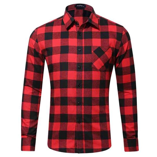 Camisa xadrez de flanela para homens100% algodão primavera outono casual manga longa camisas macias conforto estilos marca homem tamanho tamanho grande 210809