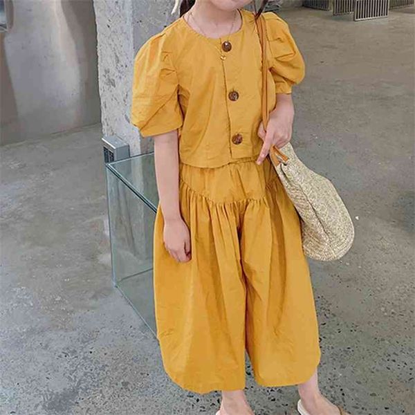 

clothing sets summer girl set wide leg pants 2pcs children's for s outfit 210528, White