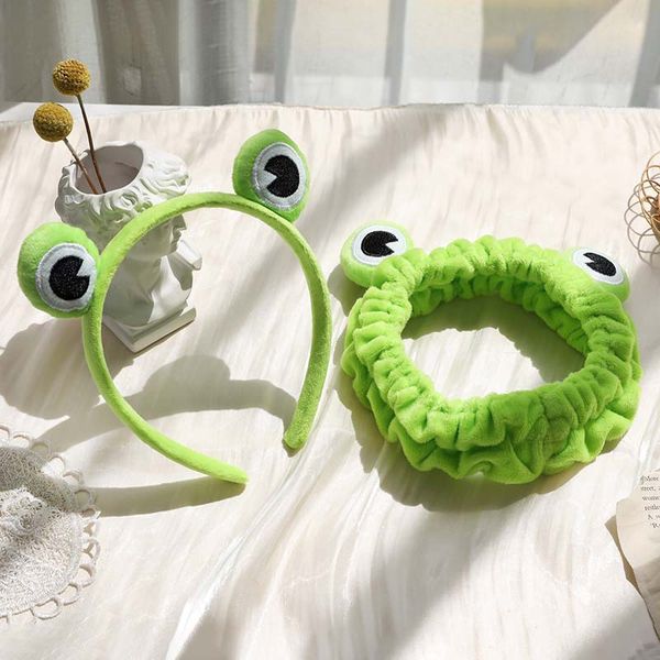 

8pcs funny frog makeup headband wide-brimmed elastic hairbands cute bands women hair accessories girls hairband, Slivery;white
