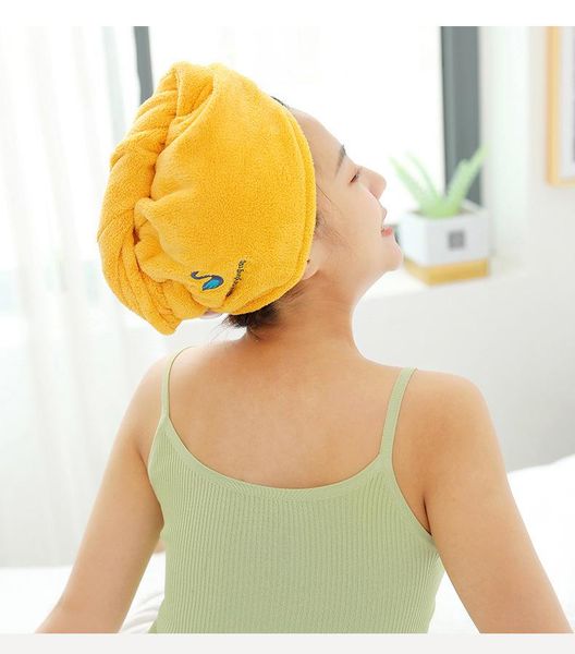 

microfiber towel women hair dry quick drying cap bath wrap super absorbent shower gift