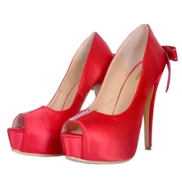 

sandals ol'women platform high leap jump bombs nice strass peep toe shoes red party plus size usa 5-15 7r55, Black