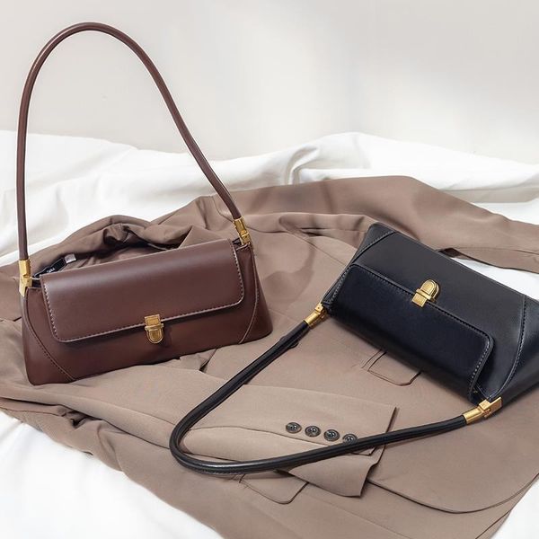 

totes 2021 luxury women's shoulder bag versatile retro baguette bags for girls ladies fashionable underarm hand leather