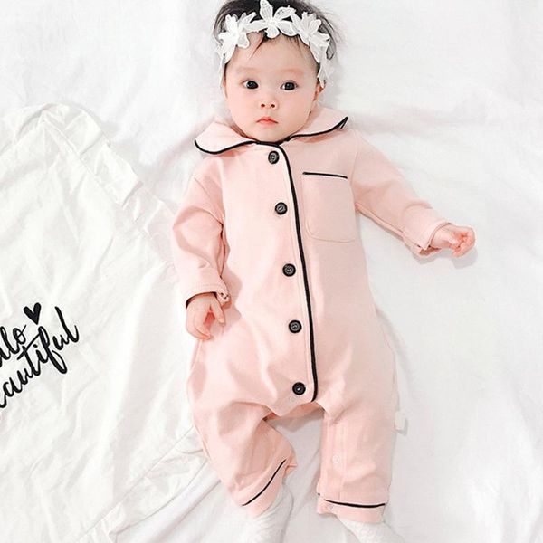 

jumpsuits keelorn born baby girls boys rompers spring autumn cotton long sleeve single-breasted pajamas infant sleepwear clothes, Blue