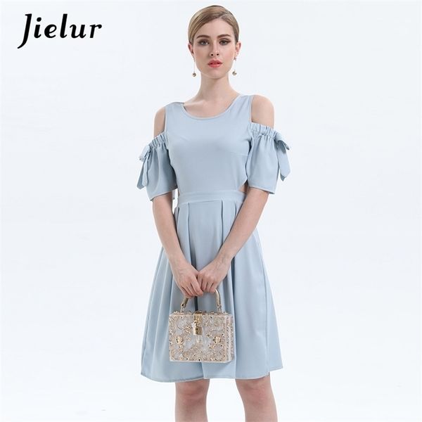 

chiffon pure color blue women dress hollow out short-sleeved summer girl dresses elegant chic cute vestidos s-xl 210426, Black;gray