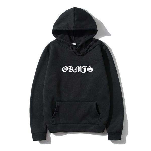 

men's hoodies & sweatshirts okmjs print mens 2021 autumn winter sweatshirt fleece hoodie casual hip hop men/woman tracksuit, Black