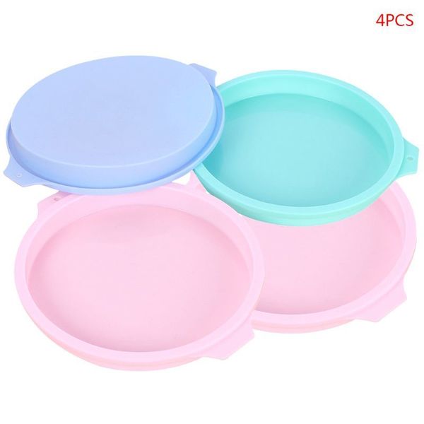 

4 stuks 8 inch non-stick silicones around rainbow cakevorm pizza bakken pan diy tool