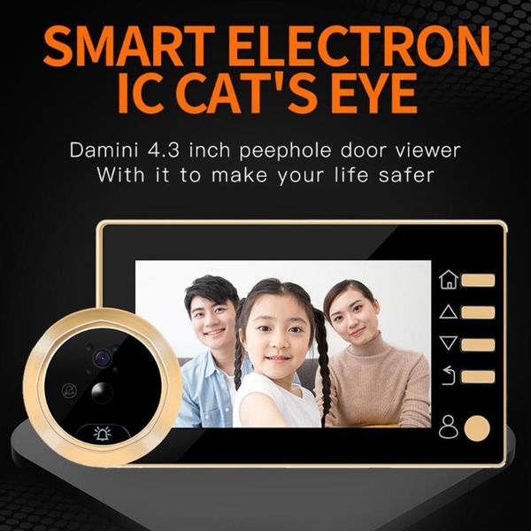 

door viewer video peephole camera motion detection 4.3" monitor digital ring doorbell video-eye security voice record doorbells
