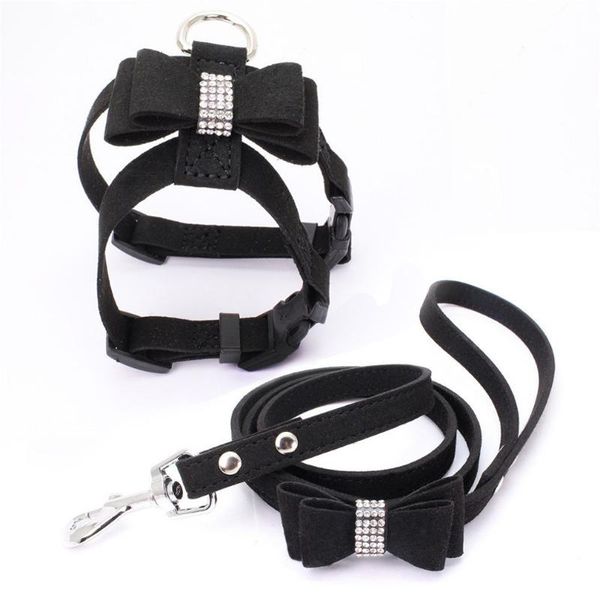 

cat collars & leads adjustable pet chest strap soft leash rope set drilling bow small dog collar back supplies