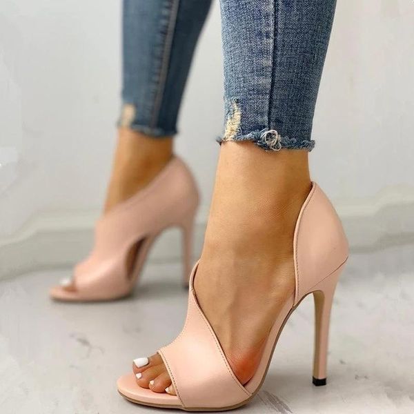 

women summer thin high heels buckle peep toe gladiator sandals office hollow out party pumps wedding ladies shoe size 43, Black