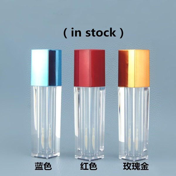 

storage bottles & jars 5ml rose gold/red/blue cap lipgloss packing containers empty makeup concealer wand tubes lip gloss clear