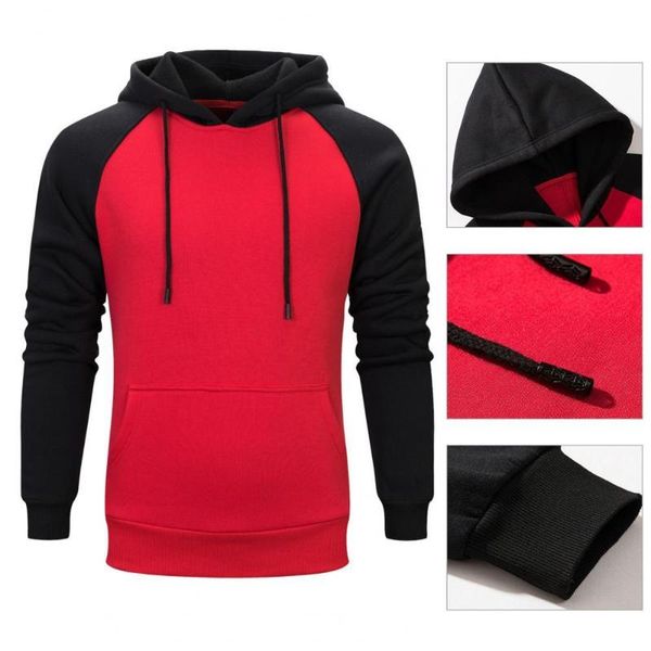

men's hoodies & sweatshirts flannel sweatshirt men long sleeve loose two-tone pullovers hooded for daily wear clothing casual, Black