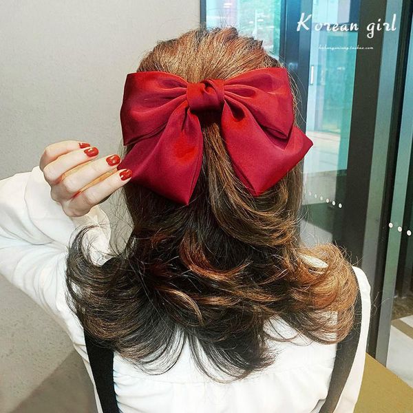 

oversized bow hair accessories fashion satin ribbon hairpins big women girls ladies cute