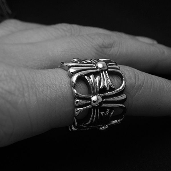 

factory outlet luxury party favor chrome/hearts rings men's aggressive croquet titanium steel ring punk style index finger make old sta