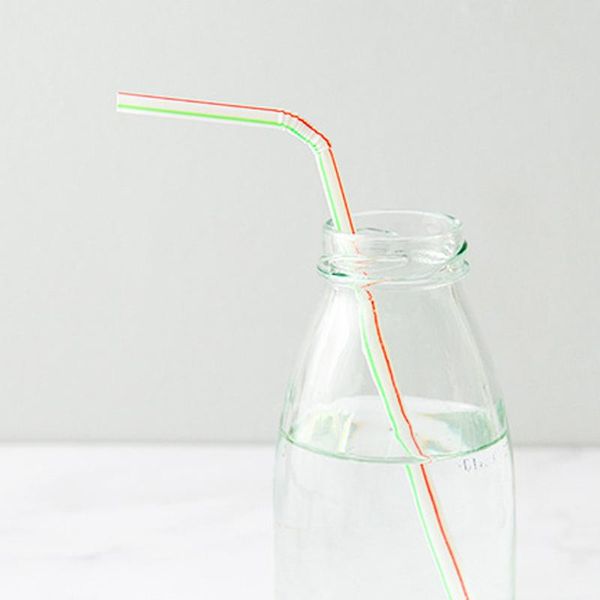 

drinking straws [400 pack] disposable flexible plastic striped multi colored rainbow bendy straw bar accessories