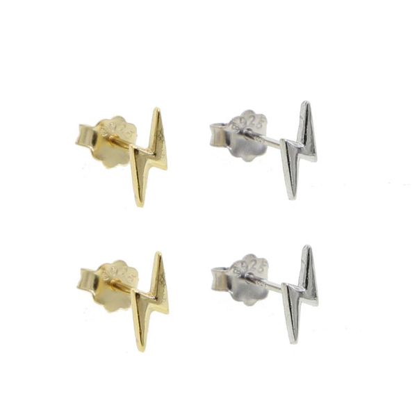 

other lighting stud earring drop ship 925 sterling silver mini small bolt for child women lady girl jewelry, Golden;silver