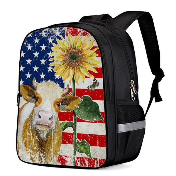

backpack flag sunflower customize toddler boy girl elementary school kindergarten