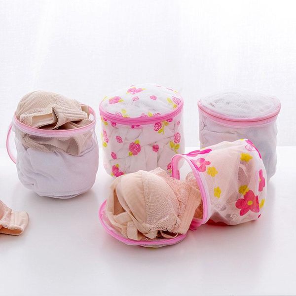 

Zipper Type Printing Foldable Bra With Bracket Underwear Care Washing Bag Mesh Clothing Protection Laundry Net Bags