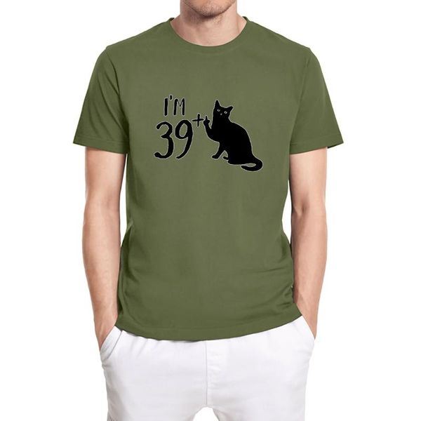 

men's t-shirts funny pissed of black cat 80s i'm 39 plus 40th birthday shirt short sleeve tshirt year letters can be changed, White;black